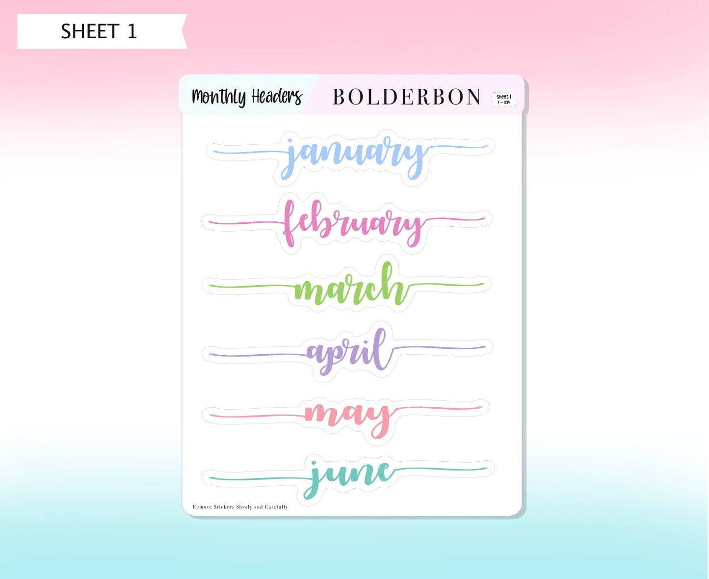 MONTHLY HEADER Stickers || Colorful, Script, Printed, Header, Monthly, Planner, Handlettering, Calendar, Cursive