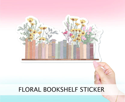 FLORAL BOOKSHELF STICKER || Reading, Book Lover Gift, Bookish, Journal Sticker, Kindle Stickers