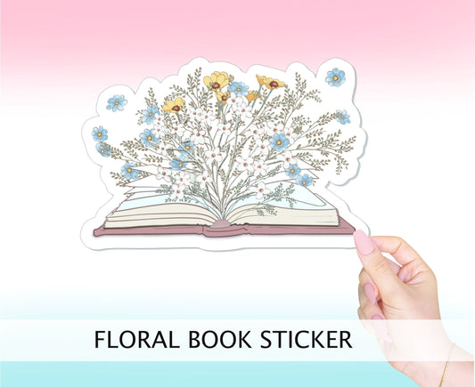 FLORAL BOOK STICKER || Reading, Book Lover Gift, Bookish, Journal Sticker, Kindle Stickers