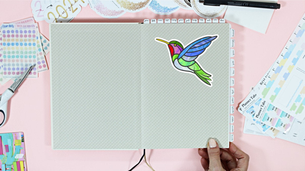 HUMMINGBIRD Sticker || Hand Drawn, Waterproof Vinyl Decal, Spring, Summer, Bird Feeder