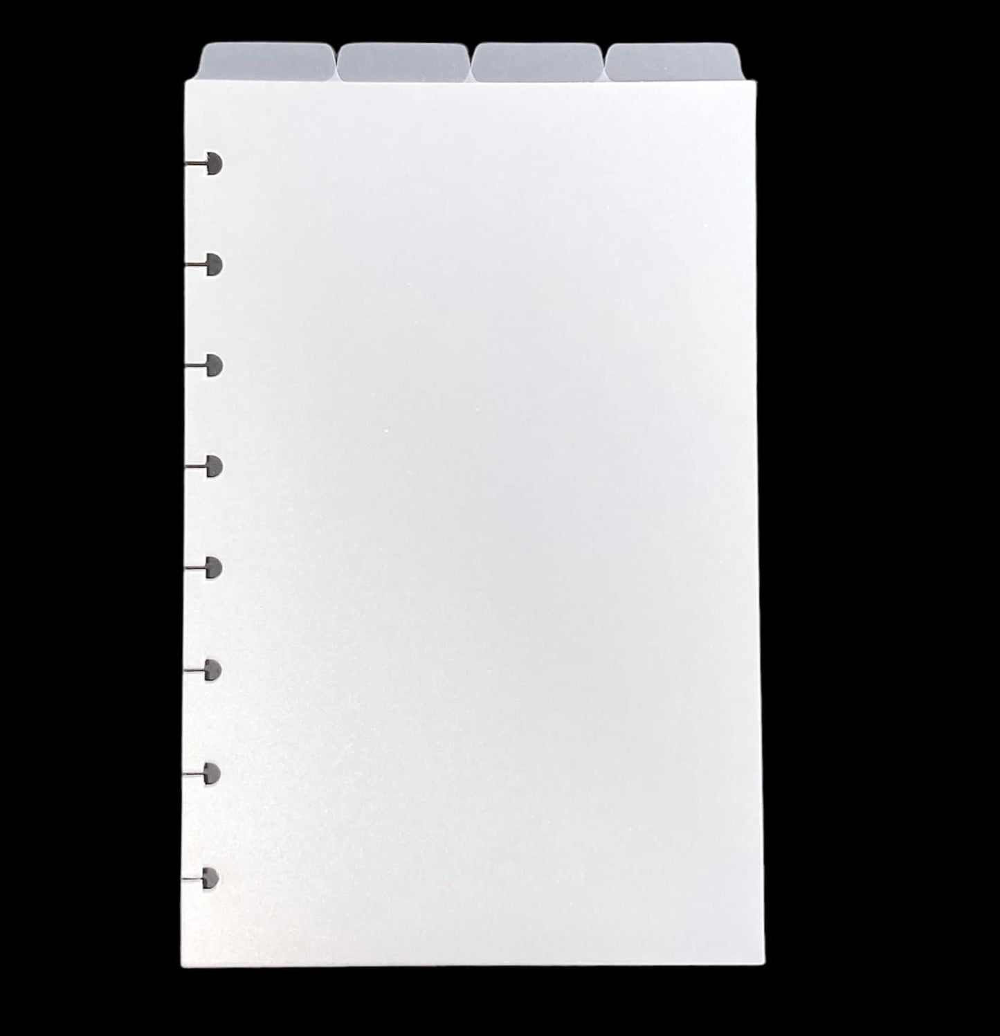 TOP TAB DISC Dividers || Half Letter, 4 Top Tabs, 8 Disc Punch, Clear, Transparent Frost