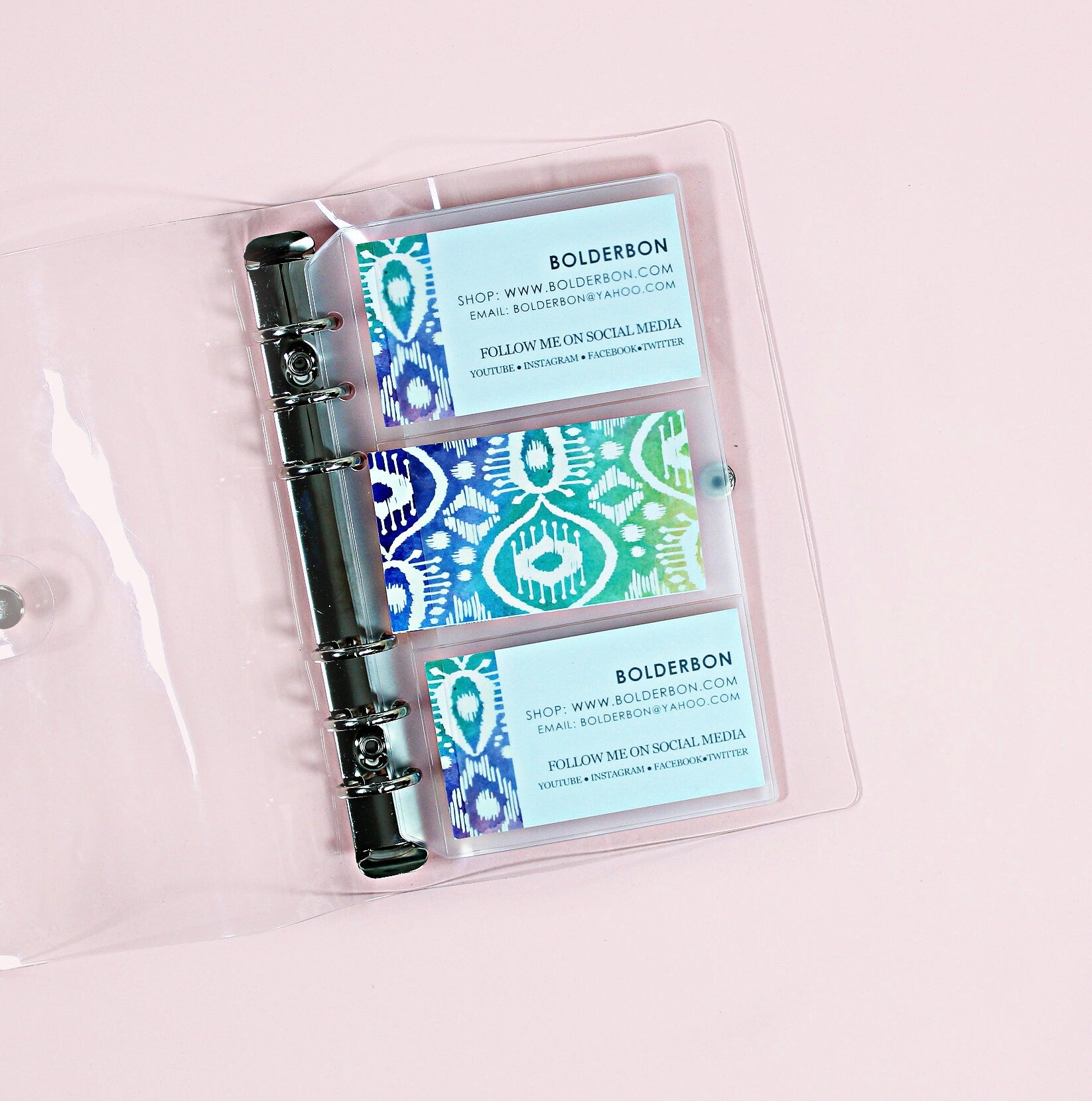 PERSONAL PLANNER POCKET || 3 Pocket Card Holder, Frosted Clear Pouch, Bolderbon PERSONAL PLANNER POCKET || 3 Pocket Card Holder, Frosted Clear Pouch, Bolderbon