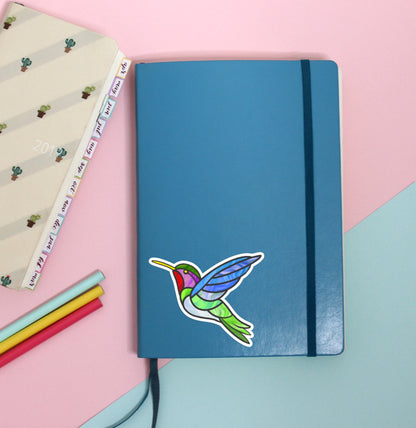 HUMMINGBIRD Sticker || Hand Drawn, Waterproof Vinyl Decal, Spring, Summer, Bird Feeder